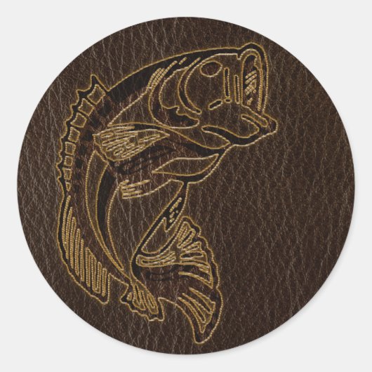 Sticker Rond Poisson en cuir foncé (Devant)