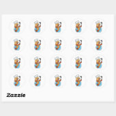 Sticker Rond Poisson en verre comme cuire avec cuillère à soupe (Feuille)