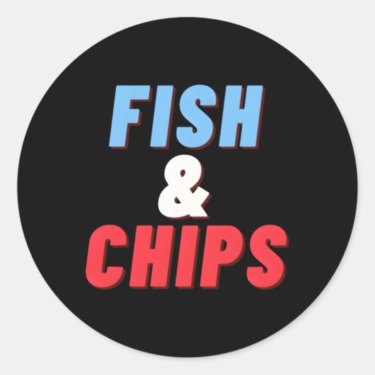 Sticker Rond Poisson Et Chips Le Repas Parfait Du Chippy (Devant)