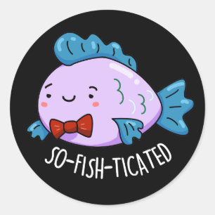 Sticker Rond Poisson Funny à la chaudière à poisson foncé BG