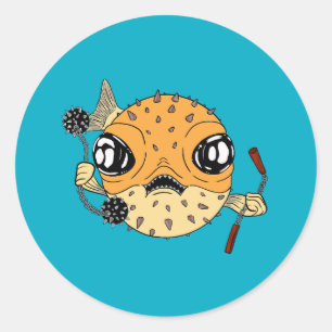 Sticker Rond Poisson-globe