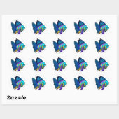 Sticker Rond Poisson jaune, bleu et violet Ange Classic Round S (Feuille)