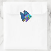 Sticker Rond Poisson jaune, bleu et violet Ange Classic Round S (Sac)
