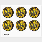 Sticker Rond Poisson jaune et noir Yin Yang Koi (Feuille)