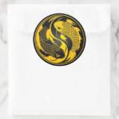 Sticker Rond Poisson jaune et noir Yin Yang Koi (Sac)