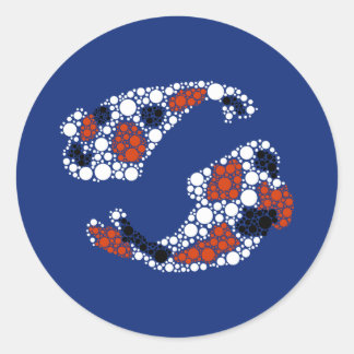 Sticker Rond Poisson Koi En Points