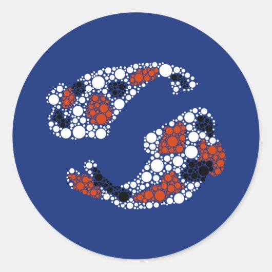 Sticker Rond Poisson Koi En Points (Devant)
