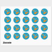 Sticker Rond Poisson mignon (Feuille)