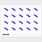 Sticker Rond Poisson mort Squelette Os crâne bleu fossile (Feuille)