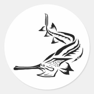 Sticker Rond Poisson-pagaie Tribal & Rostrum