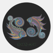 Sticker Rond Poisson Paisley coloré (Devant)