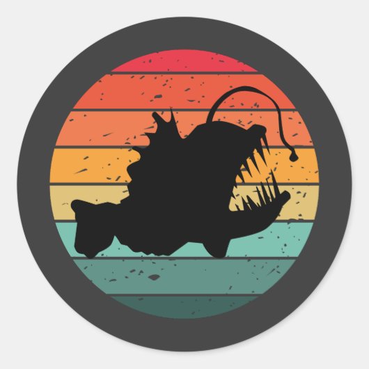 Sticker Rond Poisson-pêcheur Vintage (Devant)