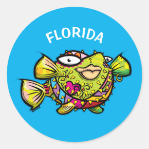Sticker Rond Poisson-pouffer de Floride