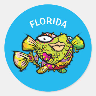Sticker Rond Poisson-pouffer de Floride