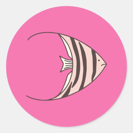 Sticker Rond Poisson rose mou (Devant)
