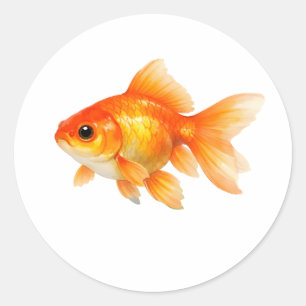 Sticker Rond Poisson rouge aquarelle