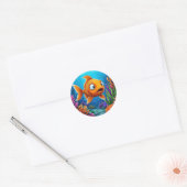 Sticker Rond Poisson rouge de dessin animé (Enveloppe)