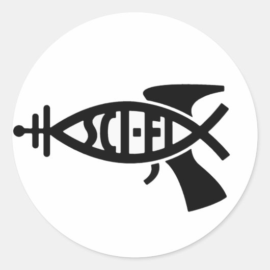Sticker Rond Poisson Sci-Fi (Devant)