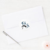 Sticker Rond Poisson Sur Cadeau De Pêche (Enveloppe)