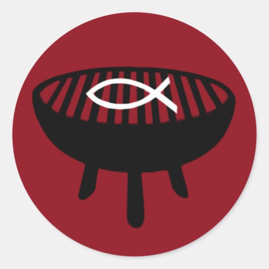 Sticker Rond Poisson sur le grill (Devant)