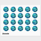Sticker Rond Poisson tropical en Turquoise et Chartreuse (Feuille)