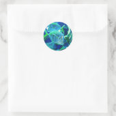 Sticker Rond Poisson tropical en Turquoise et Chartreuse (Sac)