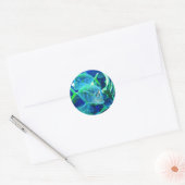 Sticker Rond Poisson tropical en Turquoise et Chartreuse (Enveloppe)