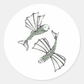 Sticker Rond Poisson volant Main Tirée Océan Créature (Devant)