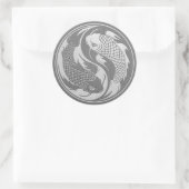 Sticker Rond Poisson Yin Yang Koi avec effet acier inoxydable (Sac)