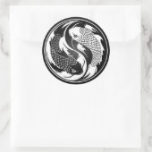 Sticker Rond Poisson Yin Yang Koi blanc et noir (Sac)