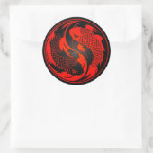 Sticker Rond Poisson Yin Yang Koi rouge et noir (Sac)