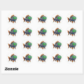 Sticker Rond Poisson zombie étrange de l'abîme (Feuille)