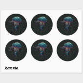 Sticker Rond Poissons de l'espace (Feuille)