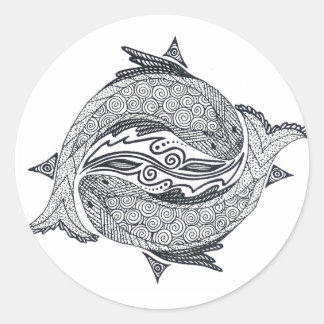 Sticker Rond Poissons no 2