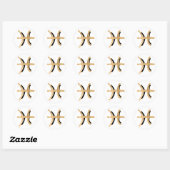 Sticker Rond Poissons or texture noire constellation zodiaque (Feuille)
