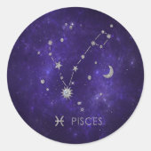Sticker Rond Poissons pourpres Zodiac | Horoscope d'astrologie  (Devant)