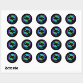Sticker Rond Poissons Zodiac noir (Feuille)