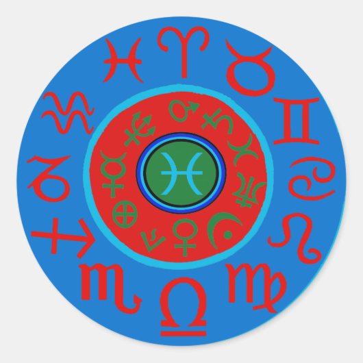 Sticker Rond Poissons Zodiaque (Devant)