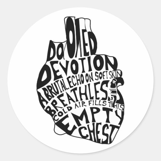 Sticker Rond poitrine vide : coeur anatomique (Devant)