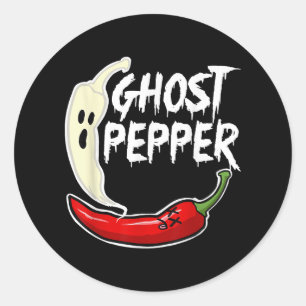 Sticker Rond Poivre Fantôme Drôle épicé Halloween Fantôme Peppe