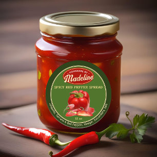 Sticker Rond Poivre rouge épicé Étalé vert et rouge