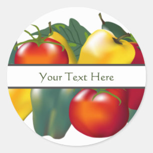 Sticker Rond Poivrons Bell et tomates