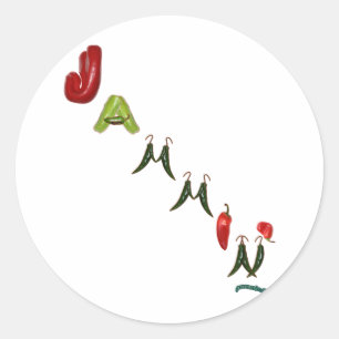 Sticker Rond Poivrons de piment de Jammin