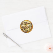 Sticker Rond Poivrons verts et pizza aux champignons (Enveloppe)