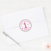 Sticker Rond Poka rose chaud point heureux anniversaire numéro (Enveloppe)