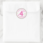 Sticker Rond Poka rose chaud point heureux anniversaire numéro (Sac)