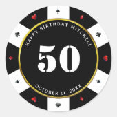 Sticker Rond Poker Chip 50e fête d'anniversaire (Devant)