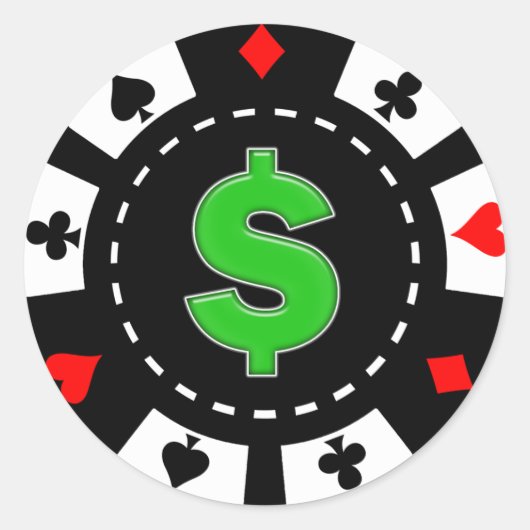 STICKER ROND POKER DE SIGNE DOLLAR (Devant)