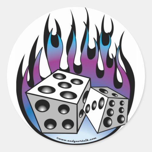 Sticker Rond Poker Lucky 7 Dits Et Flames (Devant)
