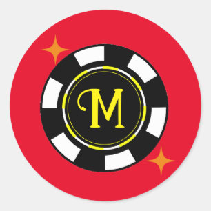 Sticker rond - Poker Personnalisé (ajouter initial